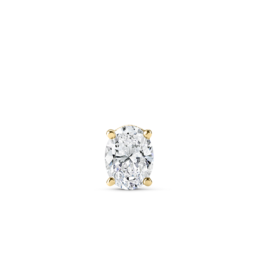Oval Diamond Engraved Threaded Stud Earring