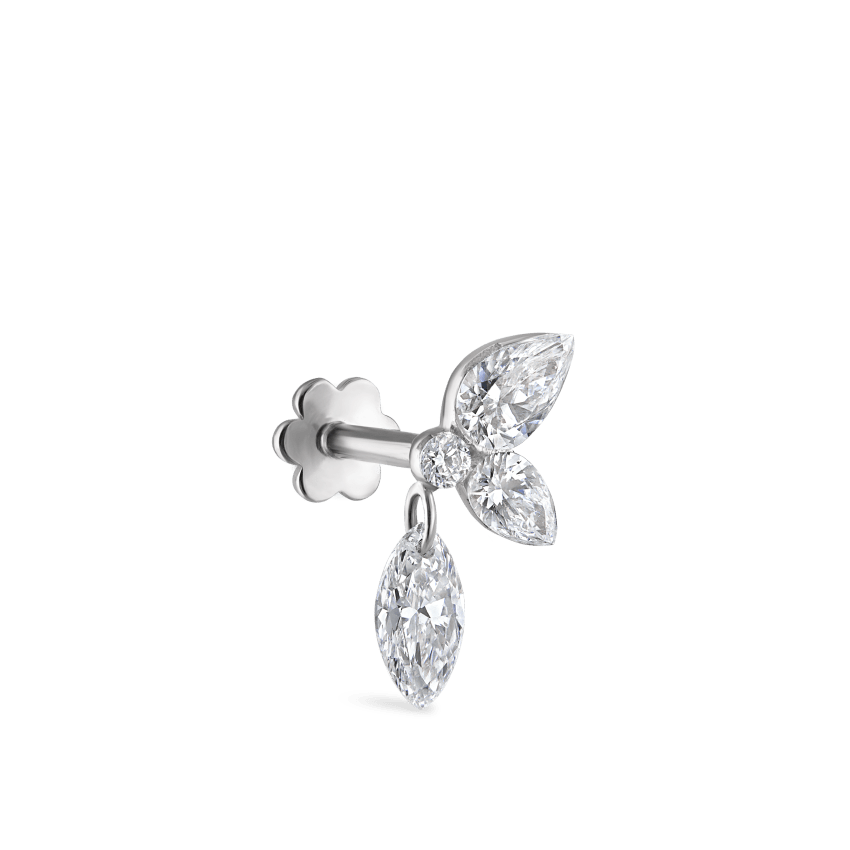 Marquise Pear Diamond Echo Threaded Stud Earring