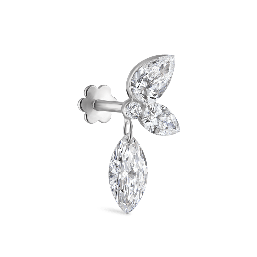 Marquise Pear Diamond Echo Threaded Stud Earring