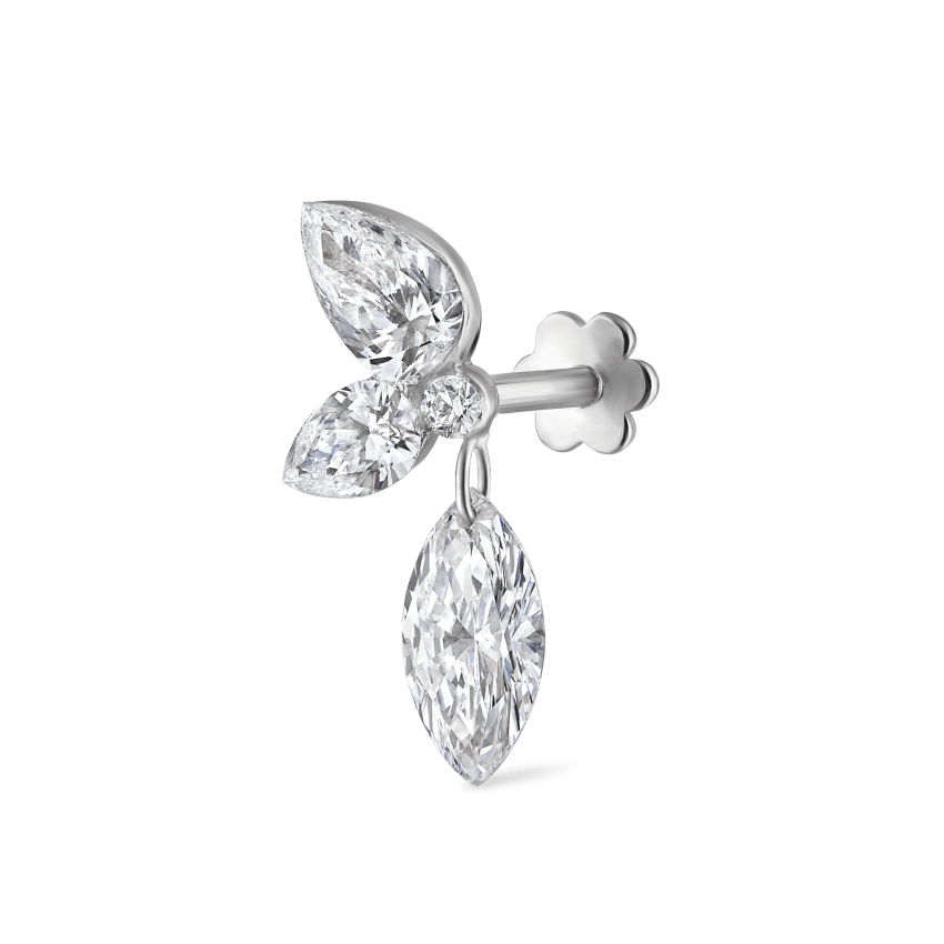 Marquise Pear Diamond Echo Threaded Stud Earring