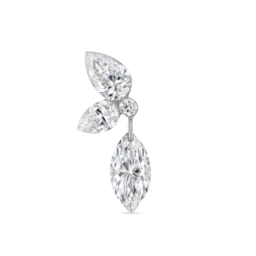 Marquise Pear Diamond Echo Threaded Stud Earring
