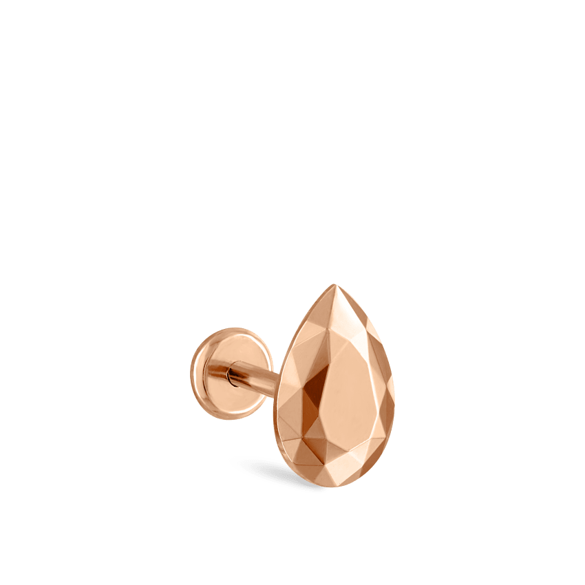 Faceted Gold Pear Threaded Stud Earring