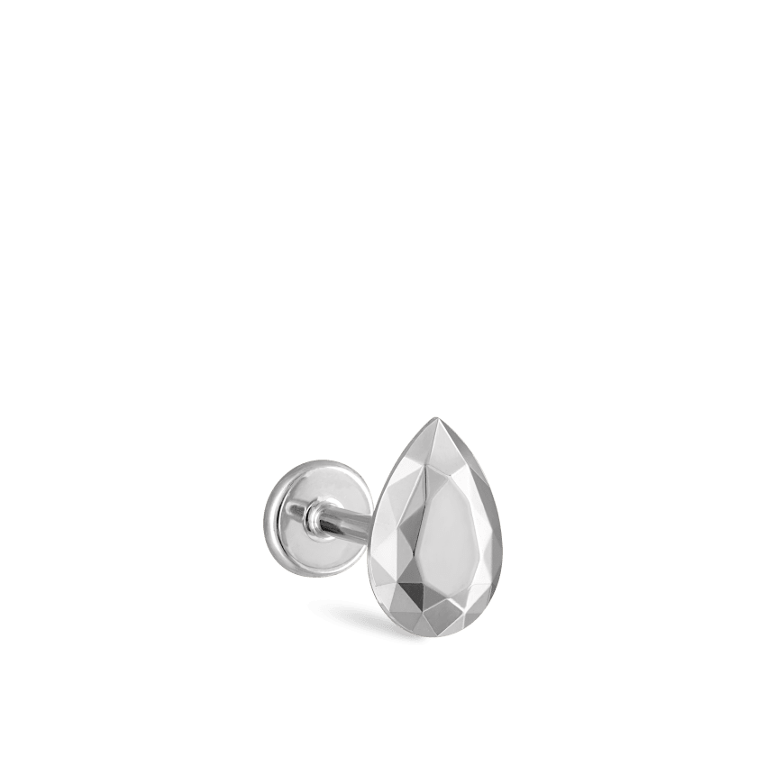 Faceted Gold Pear Threaded Stud Earring