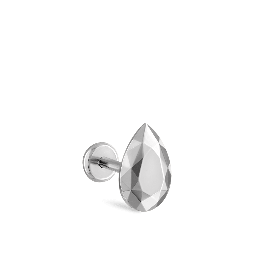 Faceted Gold Pear Threaded Stud Earring