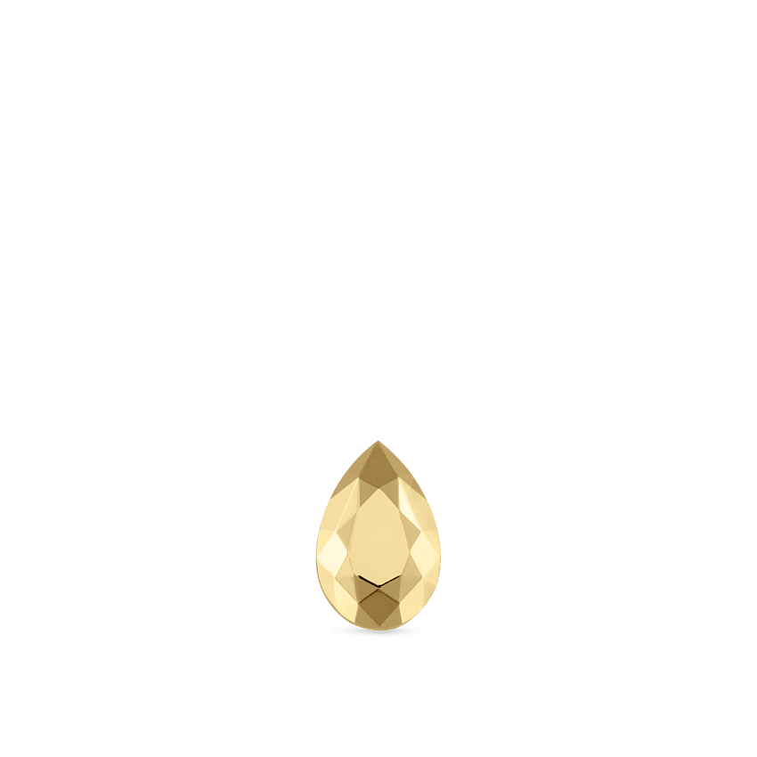 Faceted Gold Pear Threaded Stud Earring
