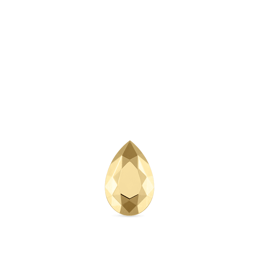 Faceted Gold Pear Threaded Stud Earring