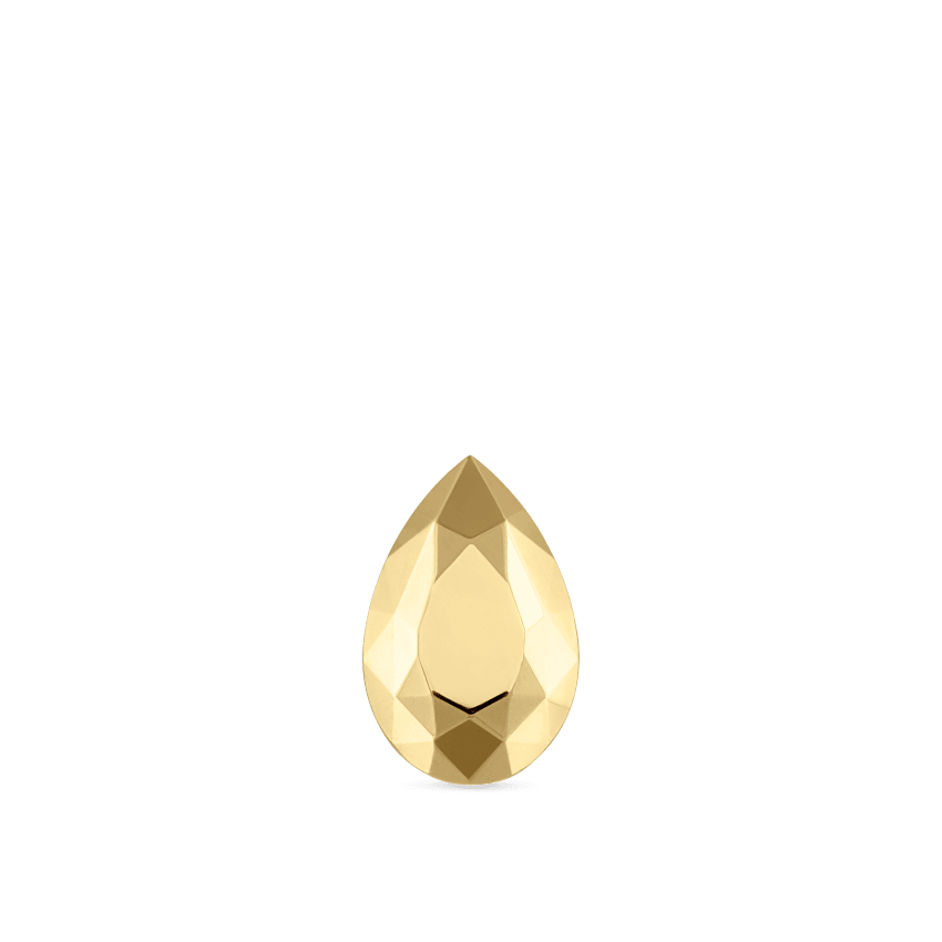 Faceted Gold Pear Threaded Stud Earring