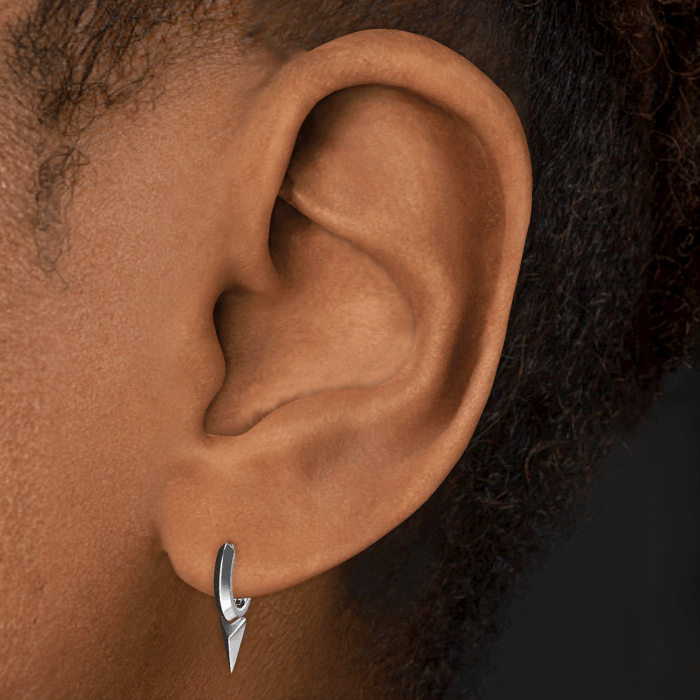 Faceted Single Short Spike Hoop Earring