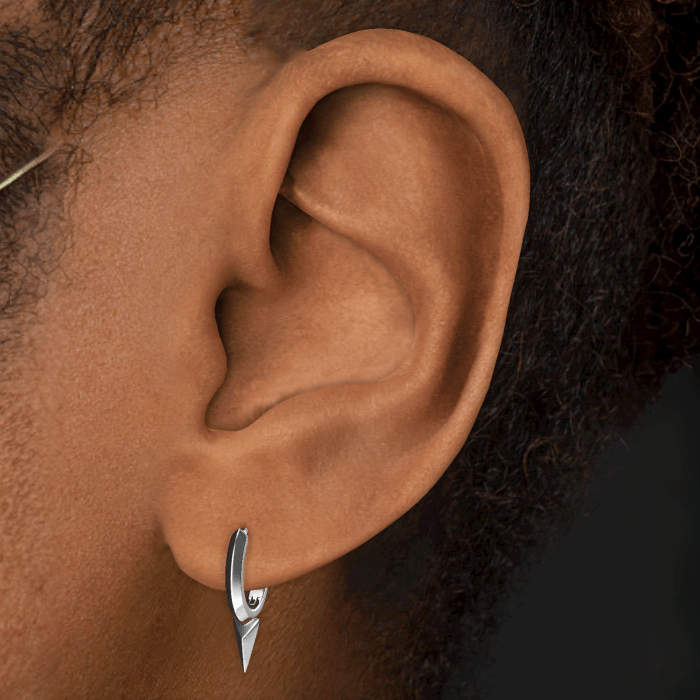 Faceted Single Short Spike Hoop Earring