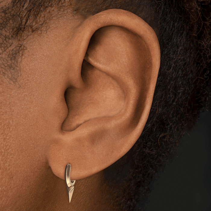 Faceted Single Short Spike Hoop Earring