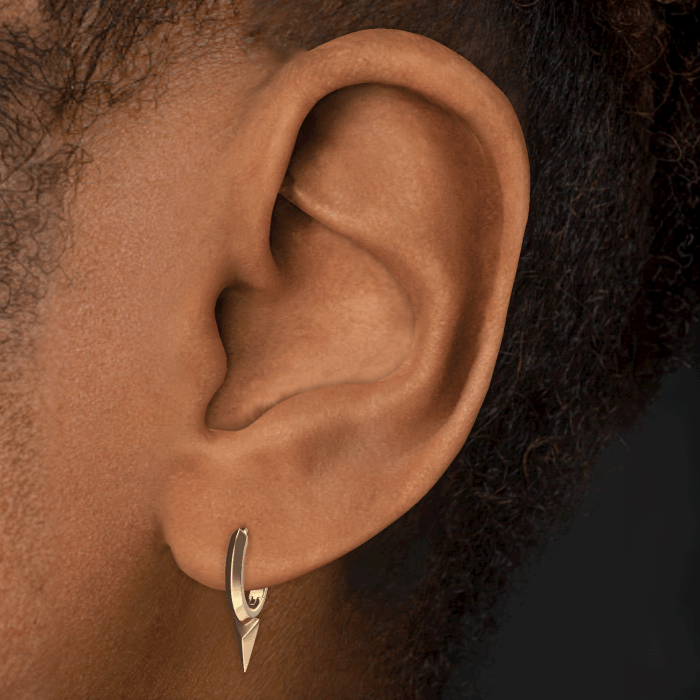 Faceted Single Short Spike Hoop Earring