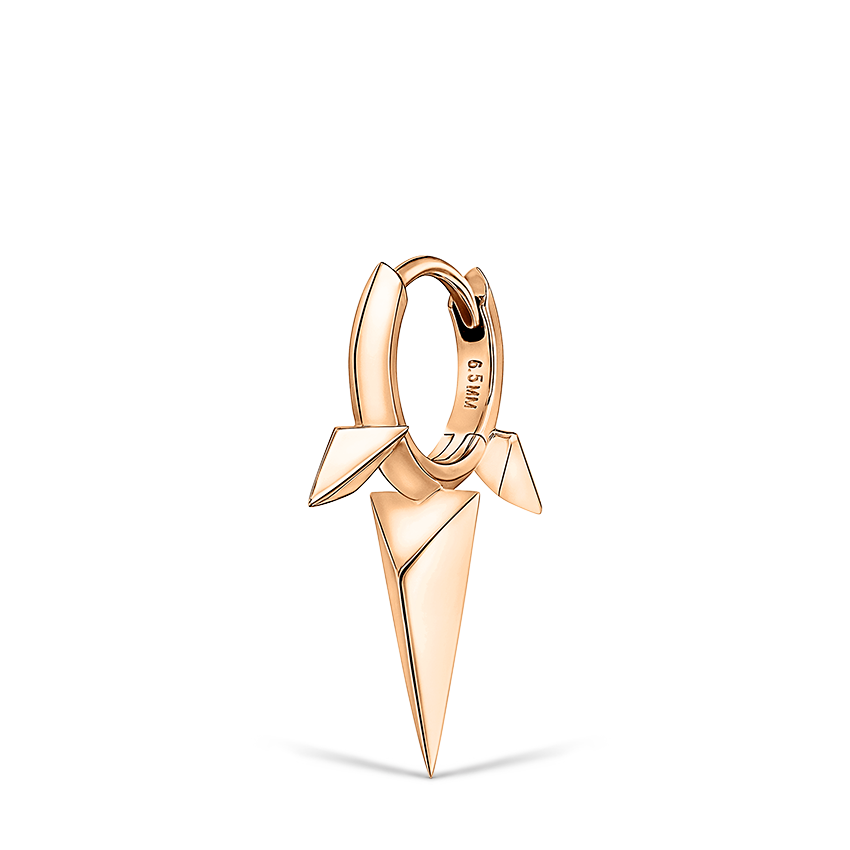 Faceted Triple Long Spike Hoop Earring