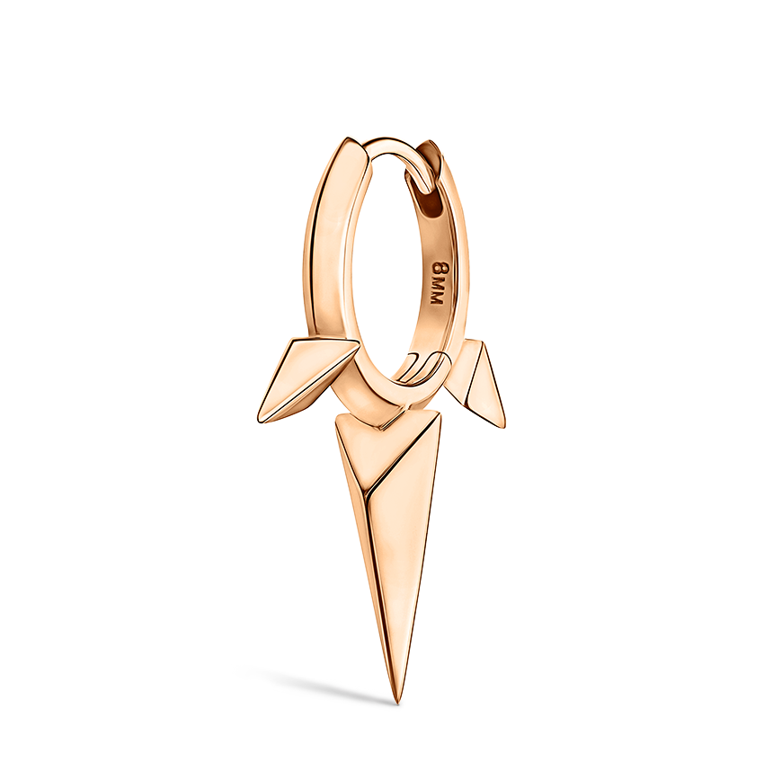 Faceted Triple Long Spike Hoop Earring