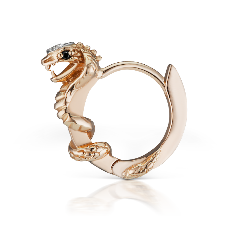 Cobra Ring with Black Diamond Eyes
