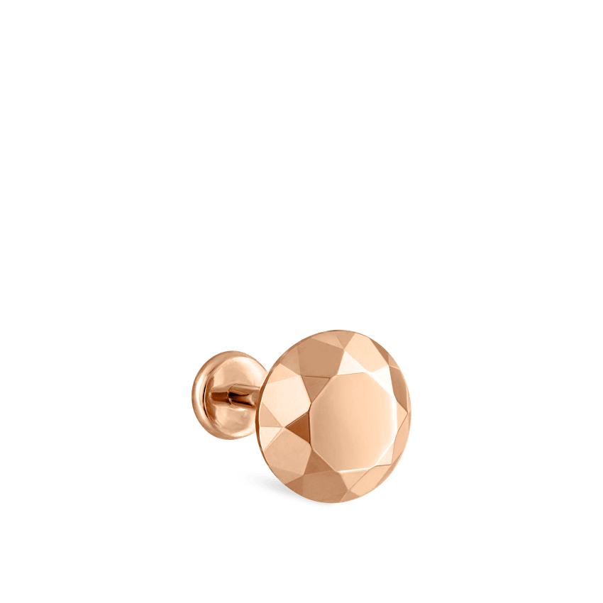 Faceted Gold Round Threaded Stud Earring