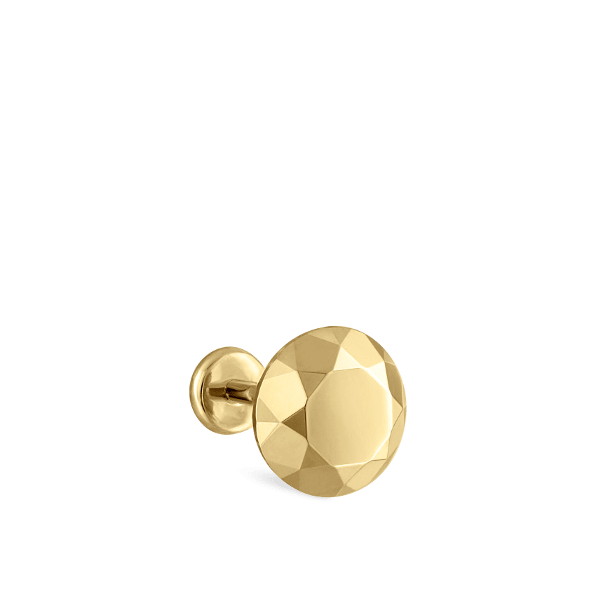 Faceted Gold Round Threaded Stud Earring