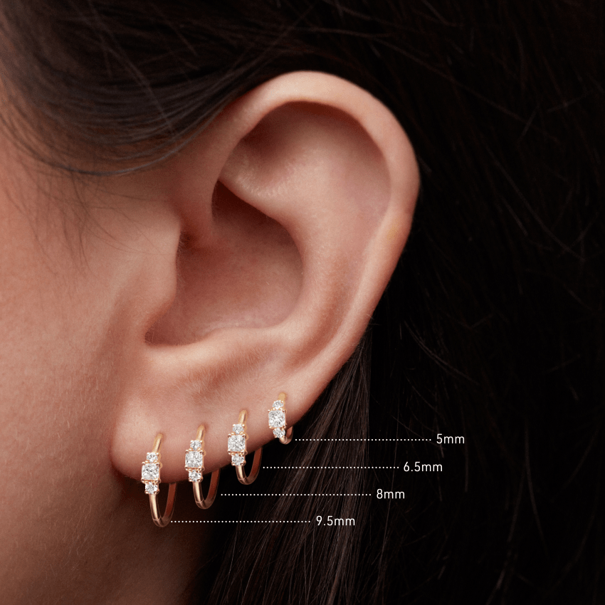 2mm Diamond Princess Hoop Earring