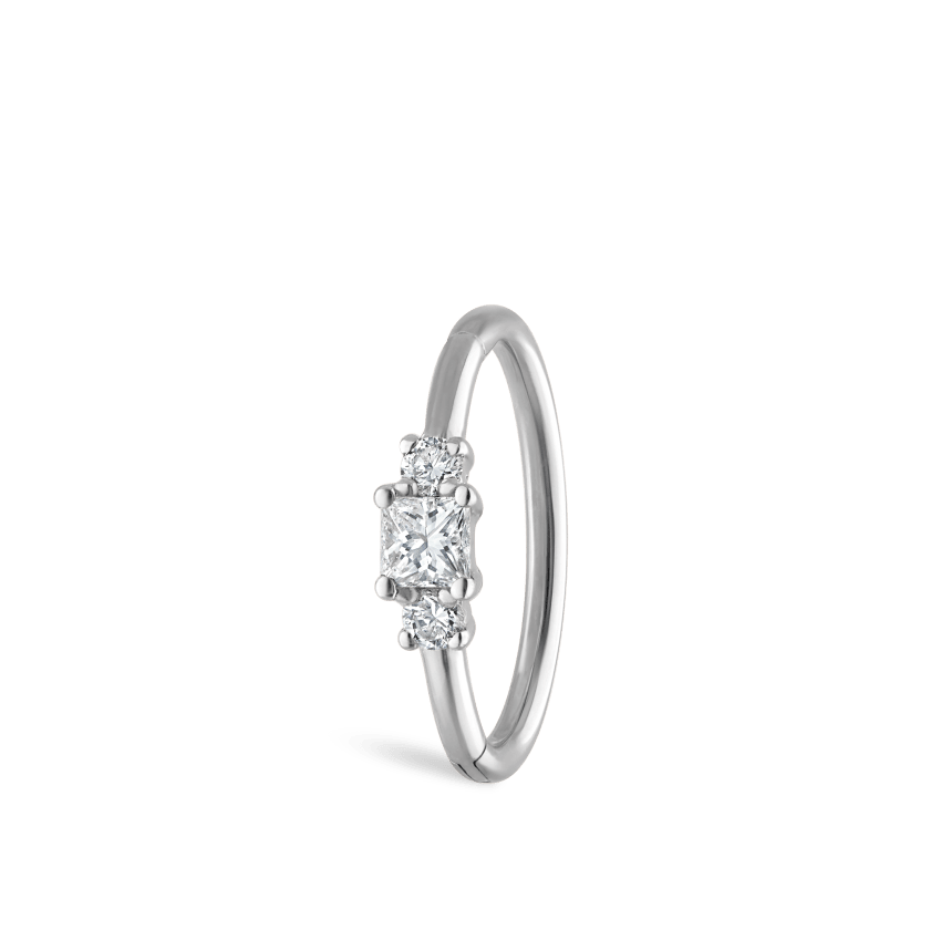 2mm Diamond Princess Hoop Earring