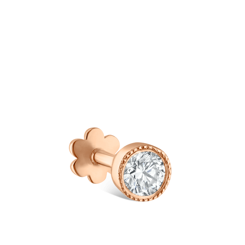 Scalloped Set Diamond Threaded Stud Earring