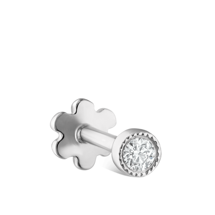 Scalloped Set Diamond Threaded Stud Earring
