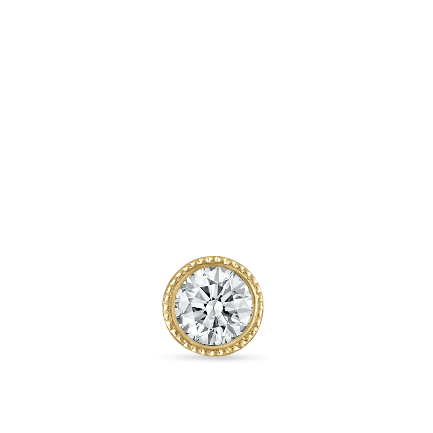Scalloped Set Diamond Threaded Stud Earring