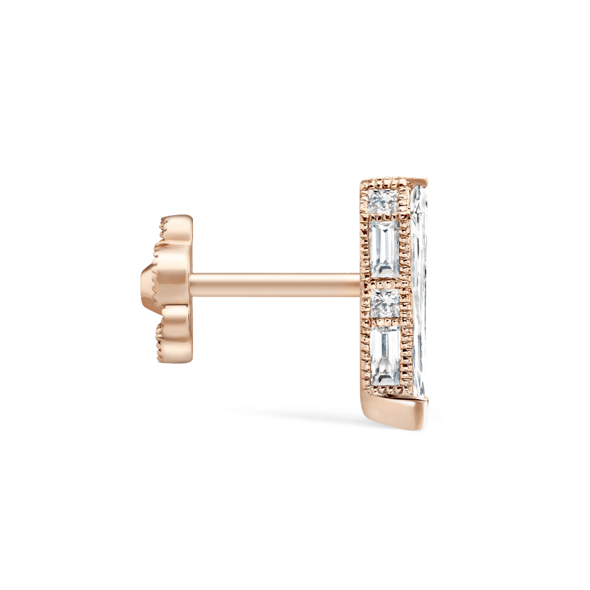 Engraved Silhouette Diamond Threaded Stud Earring