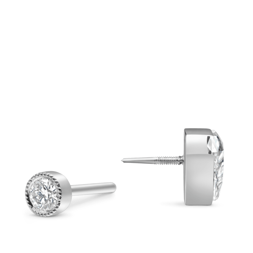 Invisible Set Silhouette Diamond Threaded Stud Earring