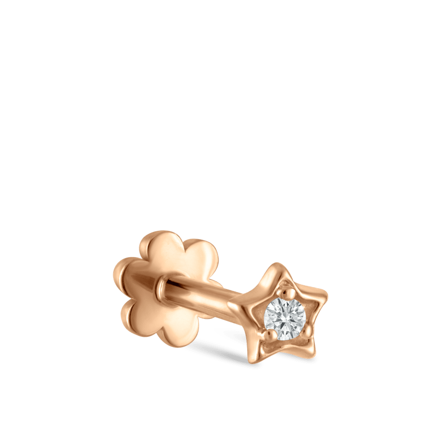 Diamond Solitaire Star Threaded Stud Earring