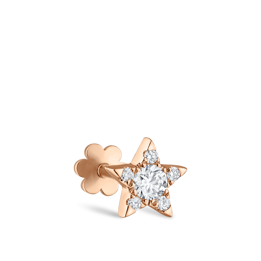 Diamond Star Threaded Stud Earring