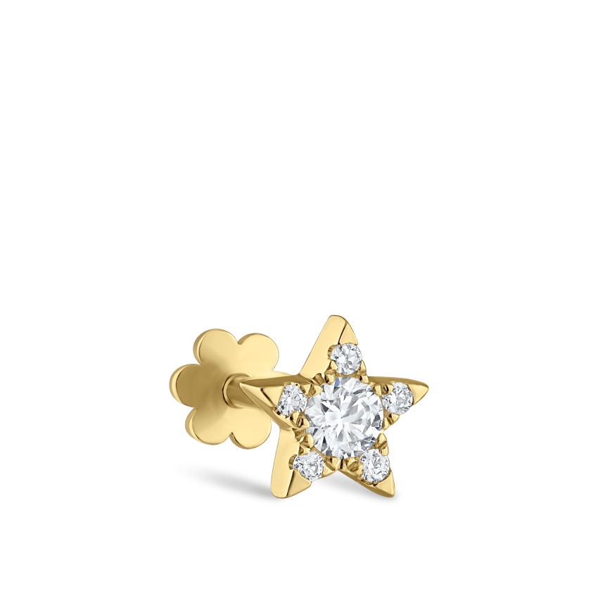 Diamond Star Threaded Stud Earring