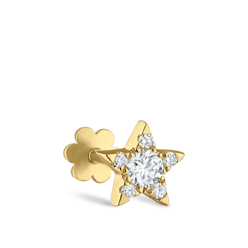 Diamond Star Threaded Stud Earring