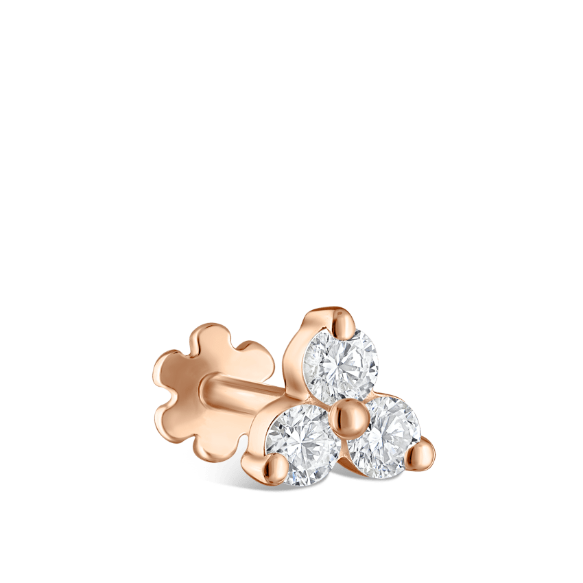 Diamond Trinity Threaded Stud Earring