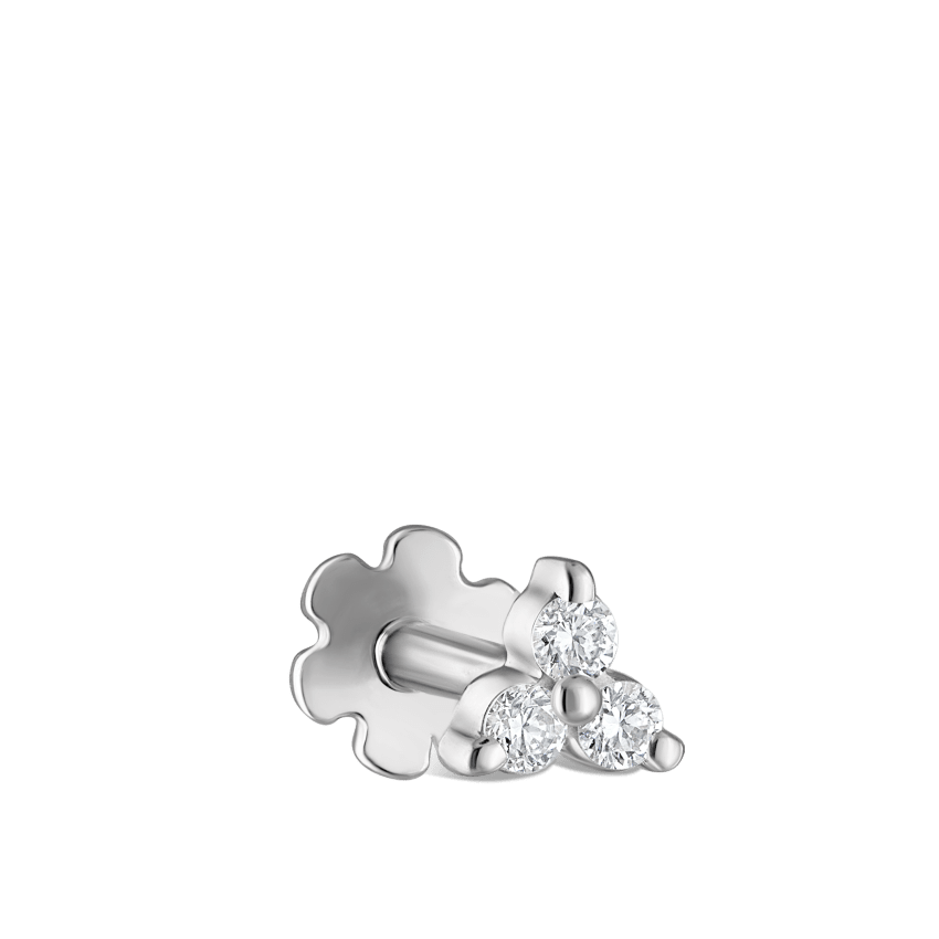 Diamond Trinity Threaded Stud Earring