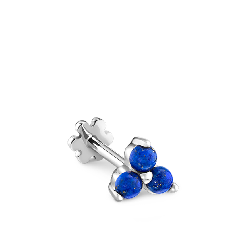 Lapis Trinity Threaded Stud Earring