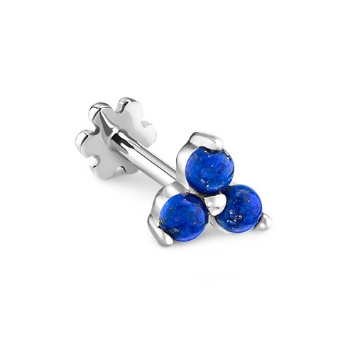 Lapis Trinity Threaded Stud Earring