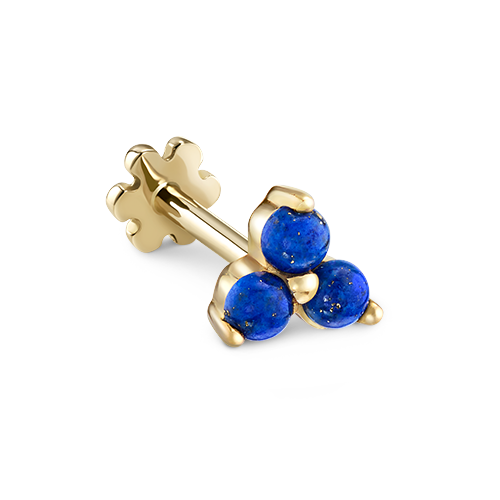 Lapis Trinity Threaded Stud Earring