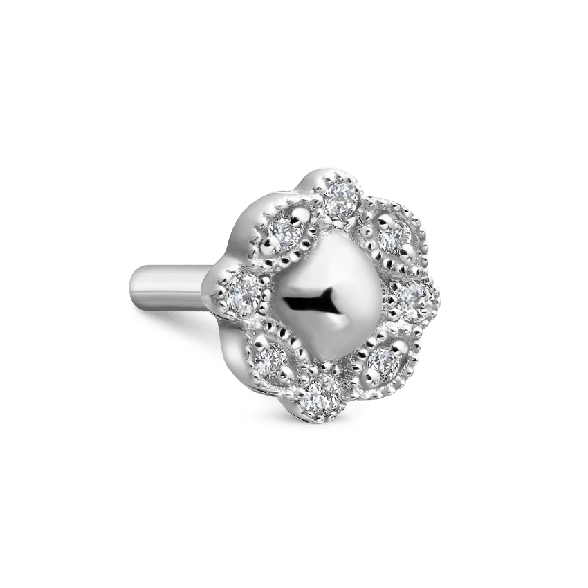 Invisible Set Diamond Apsara Curve Threaded Stud Earring