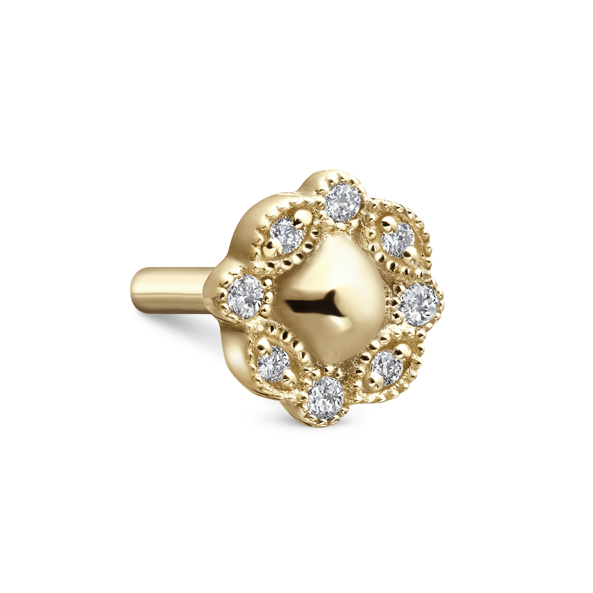 Invisible Set Diamond Apsara Curve Threaded Stud Earring