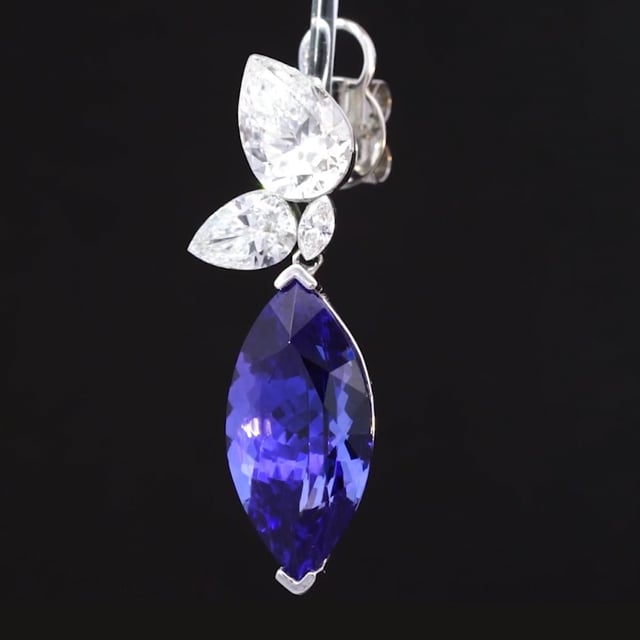 Grand Tanzanite Marquise Pear Diamond Echo Earring