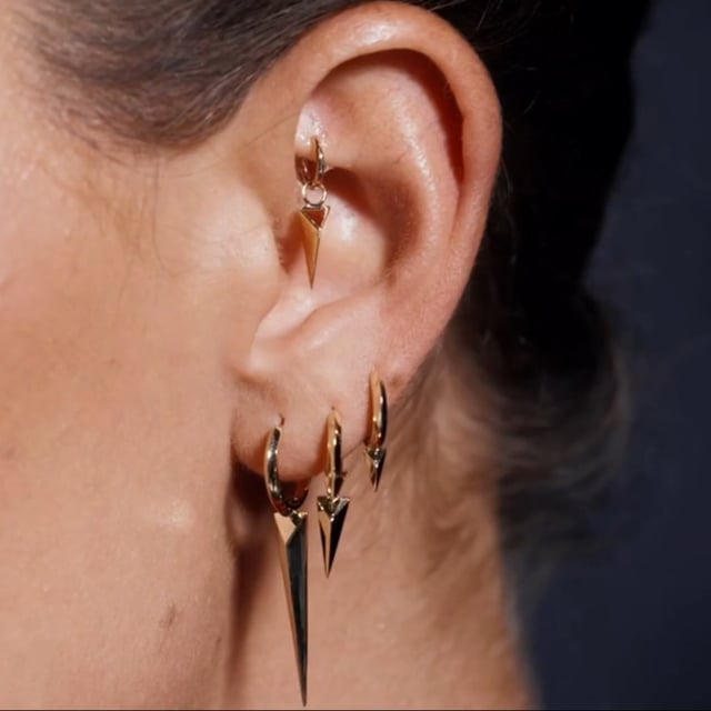 Faceted Single Short Spike Hoop Earring