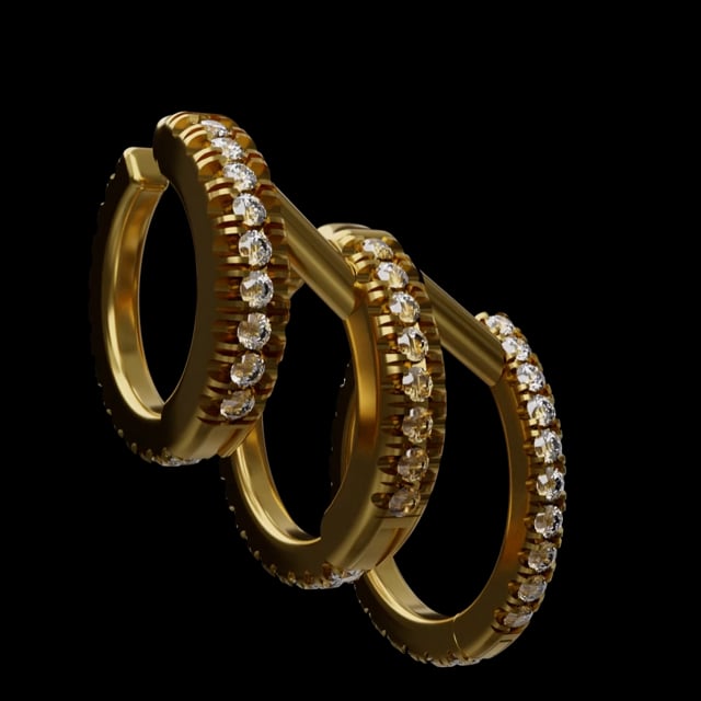 Diamond Triple Linked Eternity Hoop Earring and Cuffs