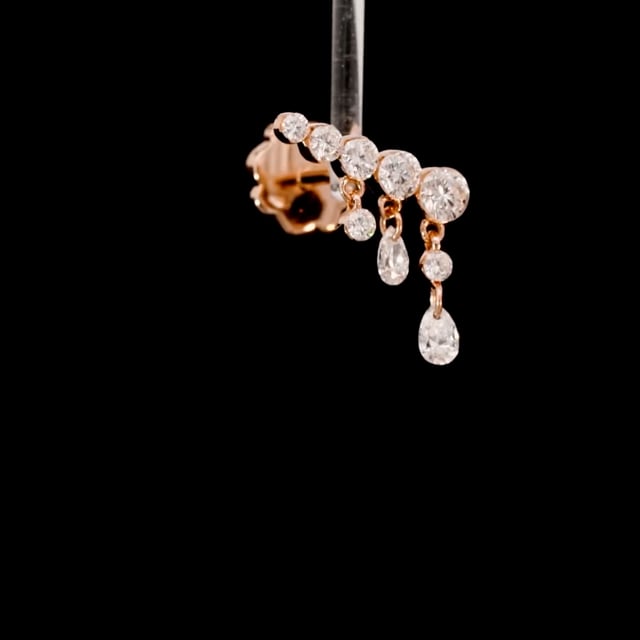 Invisible Set Diamond Crescendo Bar Threaded Stud Earring