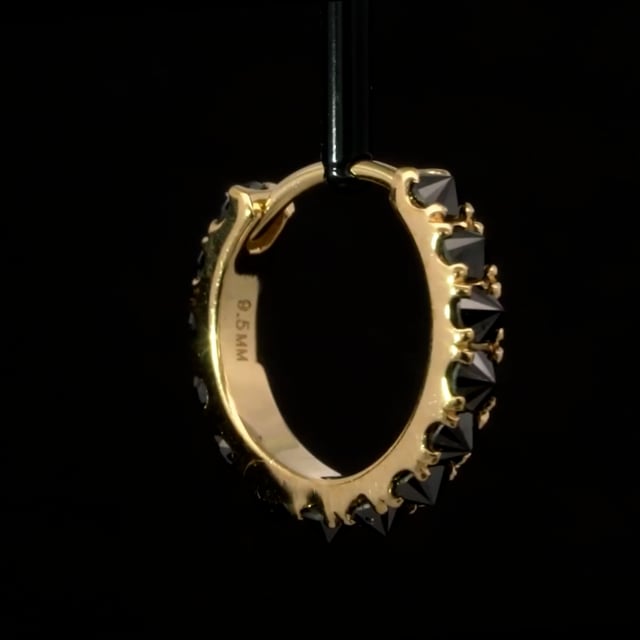 Reverse Set Black Diamond Eternity Hoop Earring