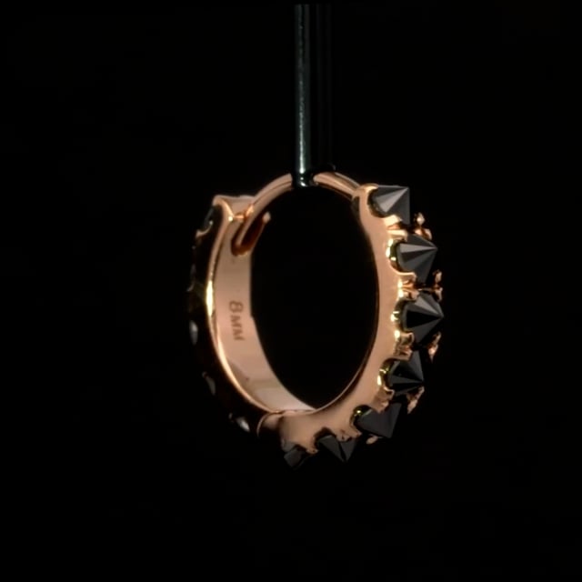 Reverse Set Black Diamond Eternity Hoop Earring