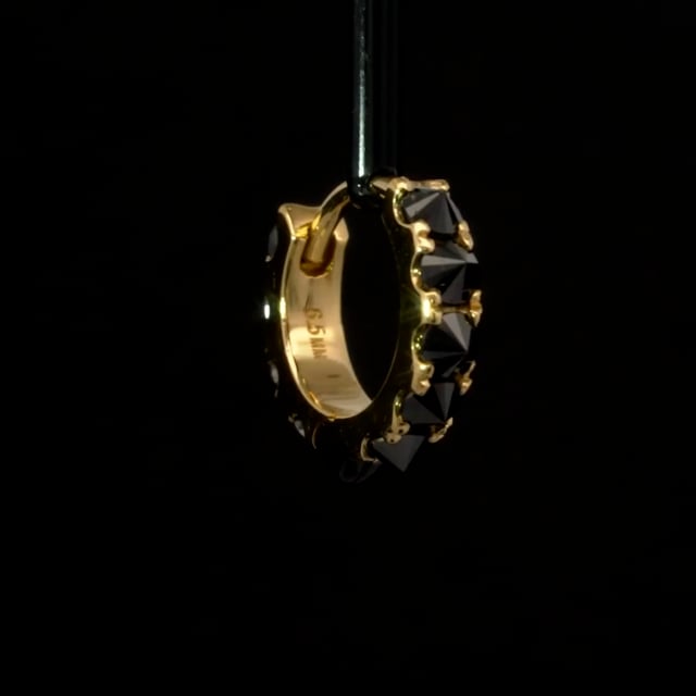 Reverse Set Black Diamond Eternity Hoop Earring