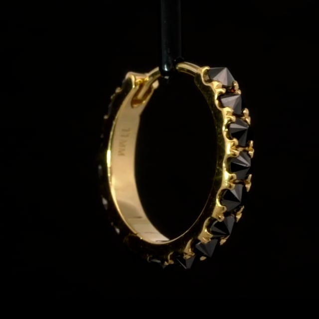 Reverse Set Black Diamond Eternity Hoop Earring