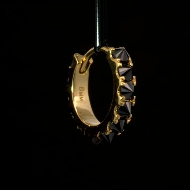 Reverse Set Black Diamond Eternity Hoop Earring