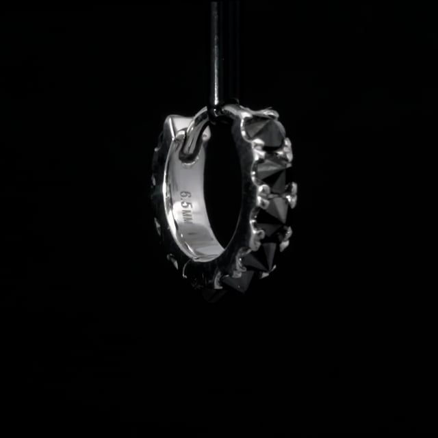 Reverse Set Black Diamond Eternity Hoop Earring