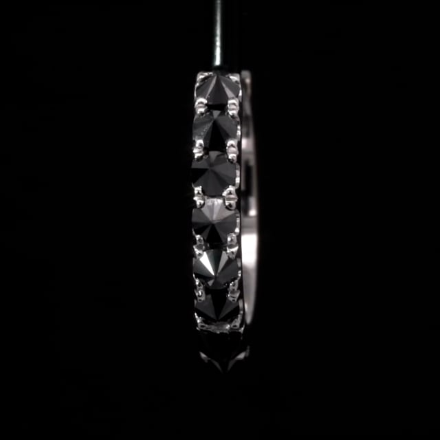 Reverse Set Black Diamond Eternity Hoop Earring