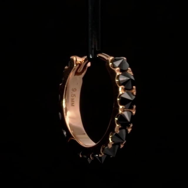 Reverse Set Black Diamond Eternity Hoop Earring